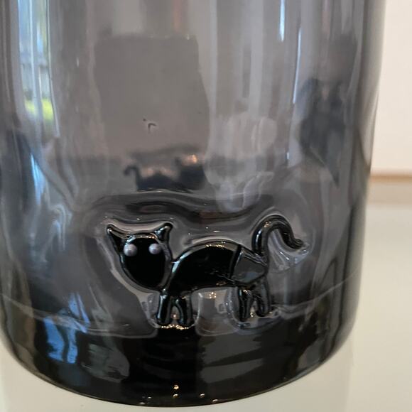 Goblin & Ghoul Set of 4 BLACK CAT Double Old Fashioned Glasses 4in Gray New - Picture 3 of 9